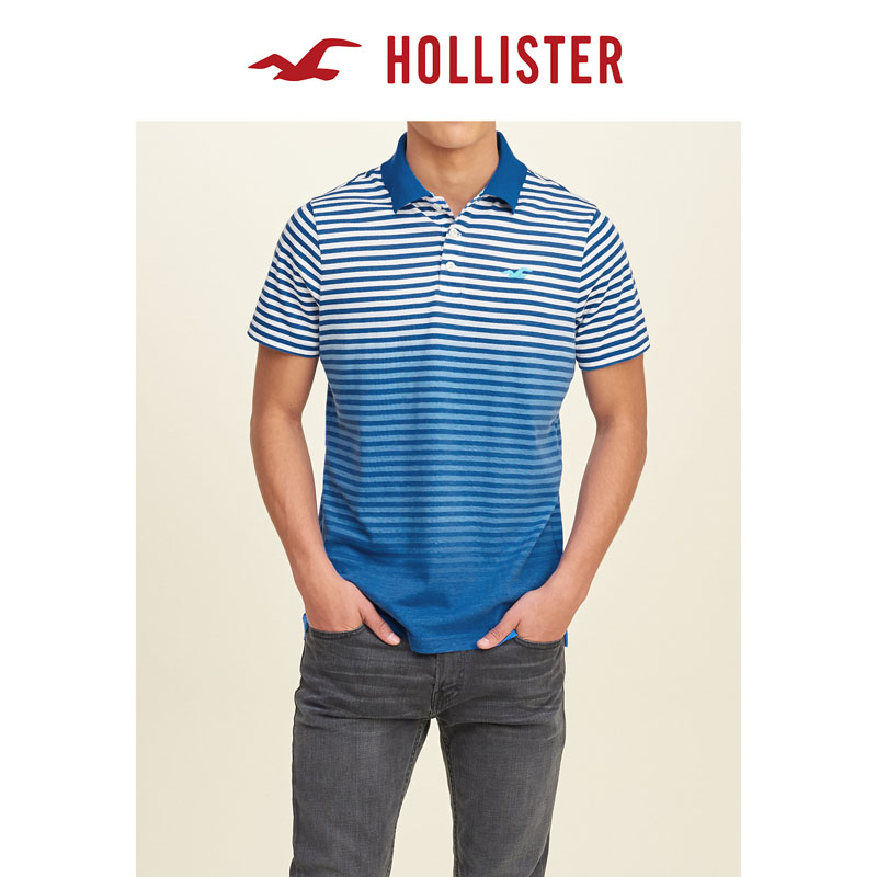 Hollister深浅条纹标识图样 Polo 衫 男 115462