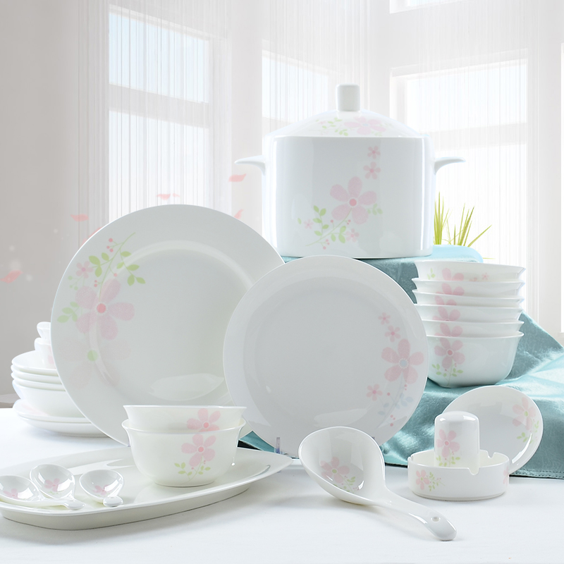 Ipads China tableware suit dishes chopsticks at tangshan 56 head ipads porcelain ceramic tableware Korean dishes suit household of Chinese style