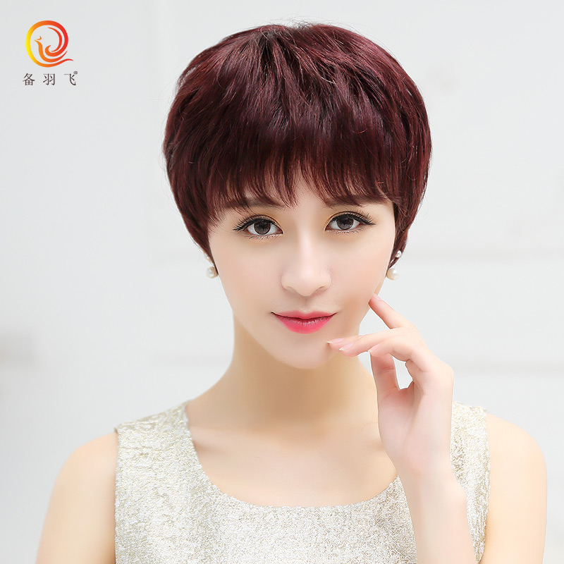 中老年假发套 备羽飞 妈妈短卷发假发女轻薄透气遮白发整顶假发套