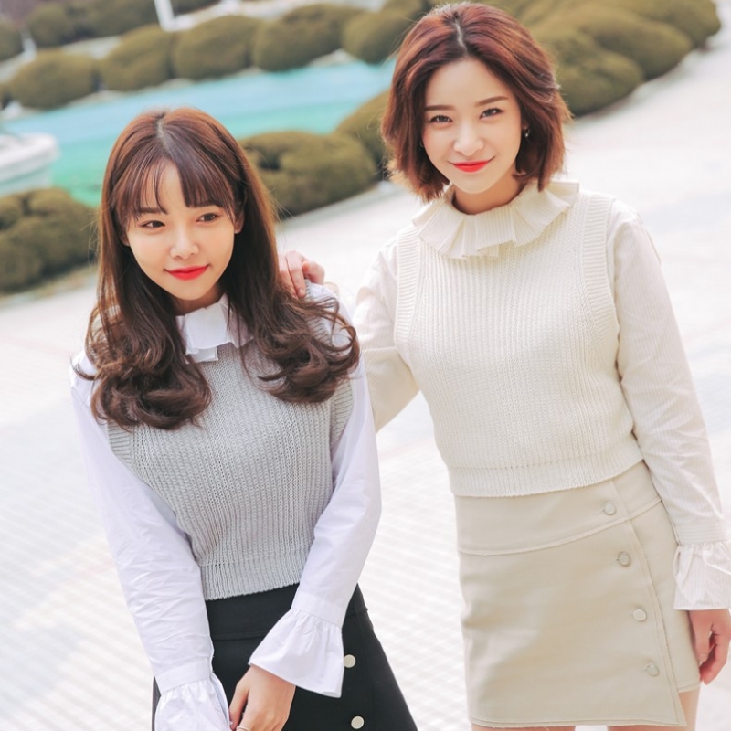 韩国stylenanda官方正品 简约纯色针织马甲