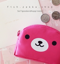 (Over 50)Xiaoyujia cute bear head PU coin purse coin bag zipper storage bag