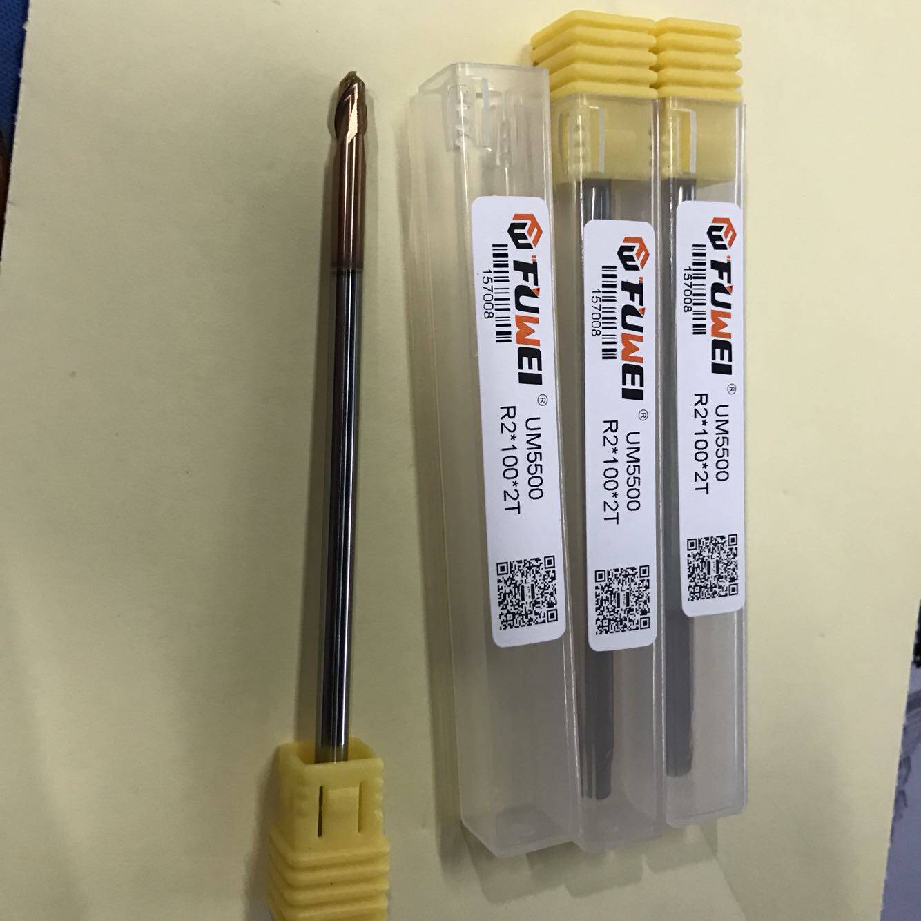 Fuwei standard solid carbide ball end milling cutter R2*100L*2T tungsten steel end mill 55 degree hardware processing