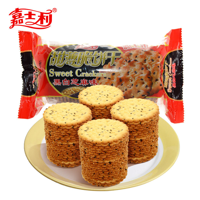 【天猫超市】嘉士利 黑白芝麻甜薄脆饼干215g早餐 下午茶零食点心