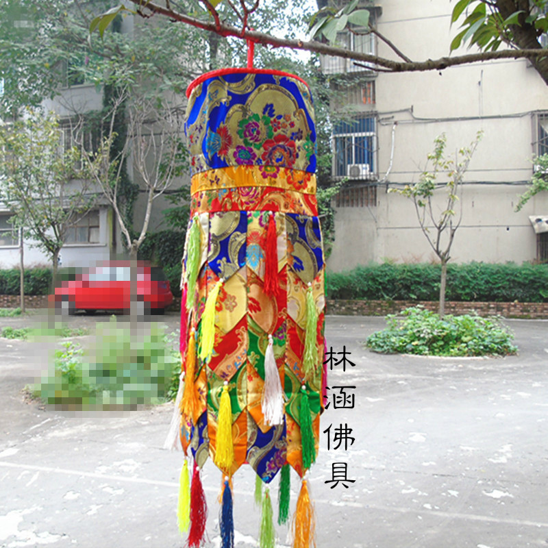 Tibetan Buddhist Buddhist Buddhist Buddhist Buddhist Temple Decorative Embroidery Craft Golden Flowers Victory of the Baobao Colorful Cylinder 1 pair