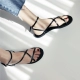 Chic hanfeng đai mỏng khung retro thiết kế phẳng đáy mùa hè mới đơn giản linh hoạt để đi đến phụ nữ bên bờ biển dép sandal nữ Sandal