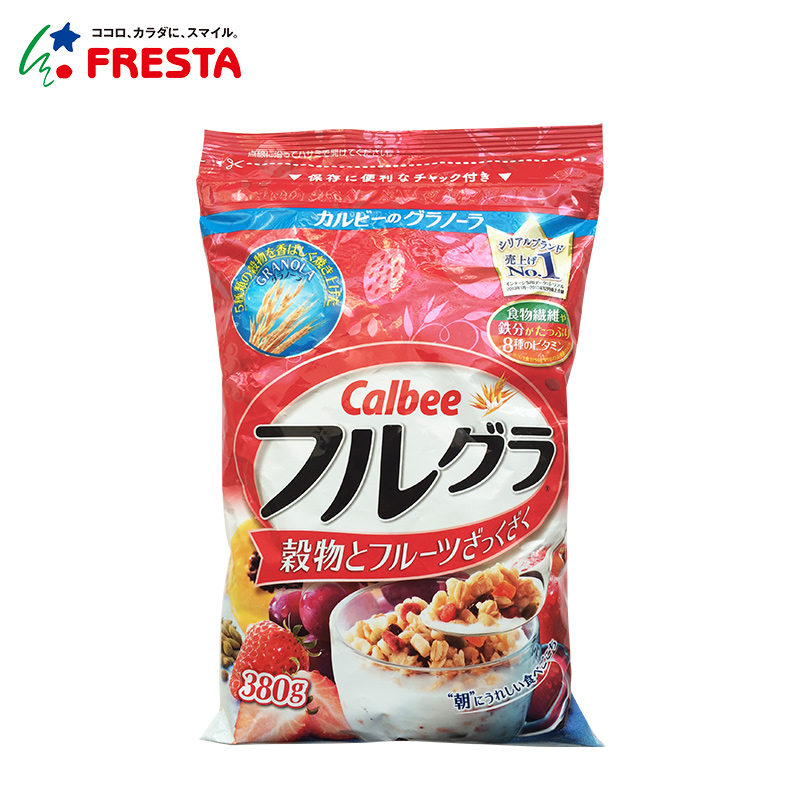 【日本直邮】进口卡乐比calbee水果颗粒果仁谷物麦片380g袋装