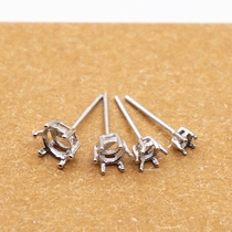 925 sterling silver electric white gold six-claw empty ear holder crown ear stud holder DIY silver accessories Homemade materials hypoallergenic