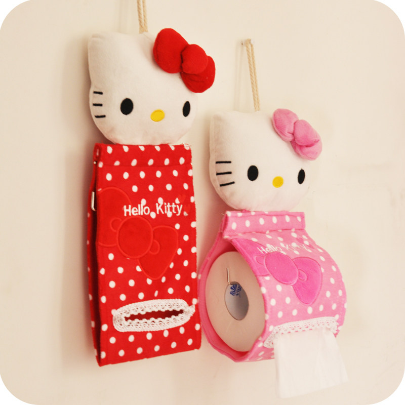 Hello Kitty Lazy Creative Removable Tissue Cute Cartoon Plush Fabric Tissue Box Tissue Cover