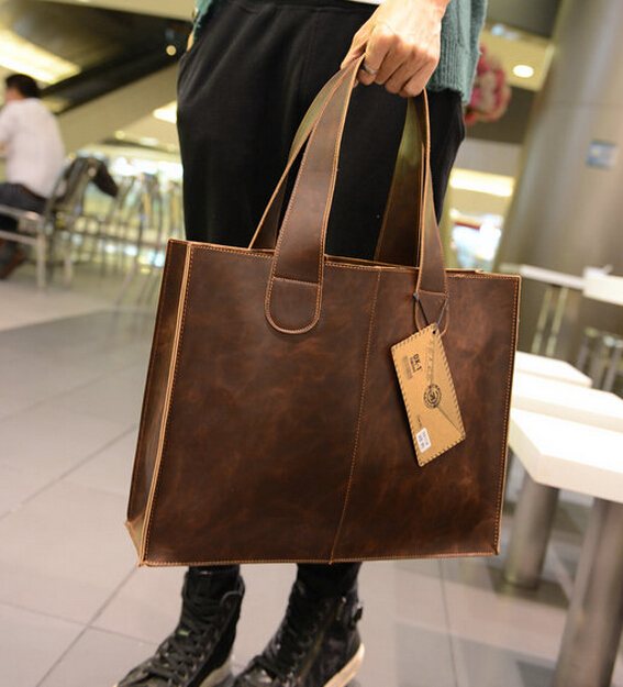 2022 new Korean version of the trendy men's bag European and American retro tassel large bag casual fashion hand-held shoulder bag briefcase