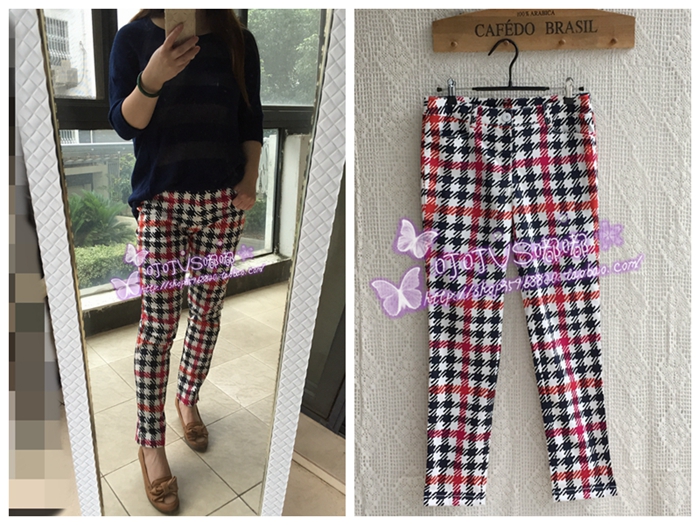 Self-retention~H Golf series red and black and white color slimming 9-point pants