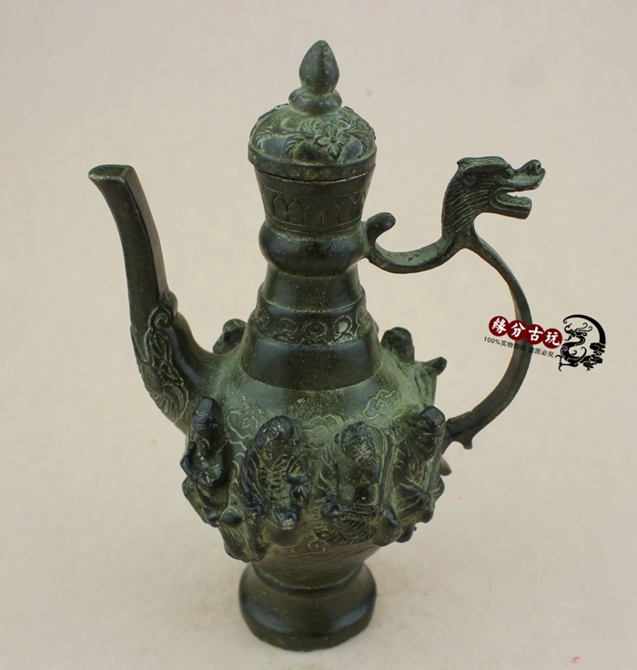 Antique bronze ornaments pure Copper Kettle Teapot wine pot antique eight fairy pot home decoration craft gift collection