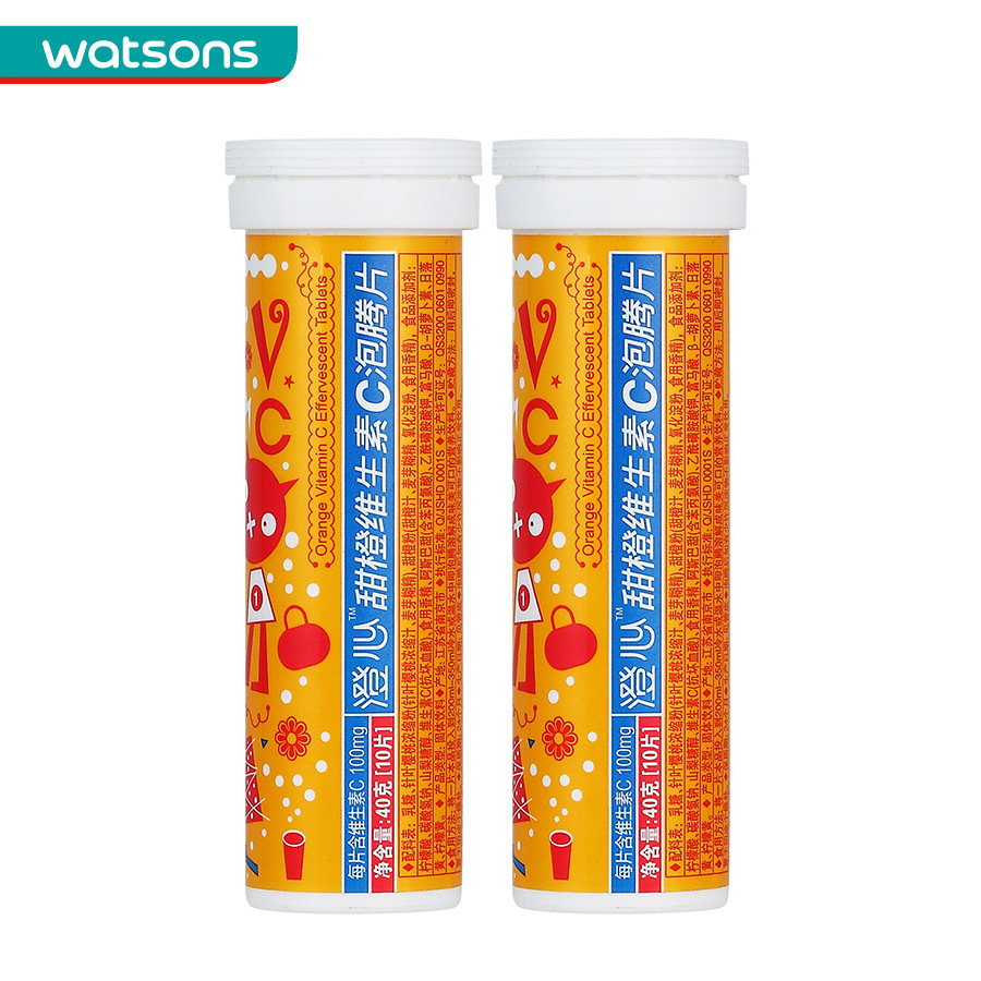 【屈臣氏】组合价 澄心VC泡腾片(甜橙味)4克*10片*2件