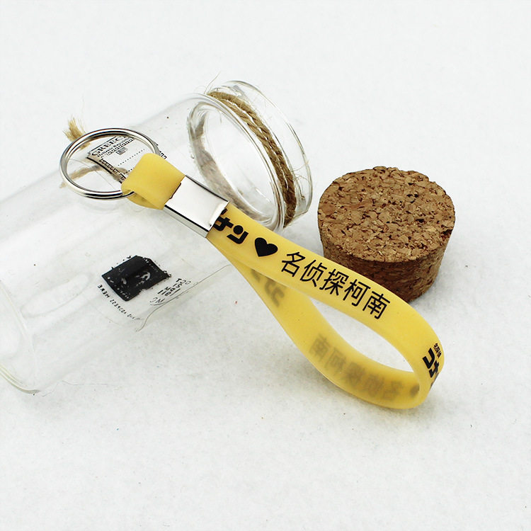 Famous Detective Cornan School Bag Pendant Bag Car Key Hanging Accessories Wind Key Ring Luminous Jelly Key Button
