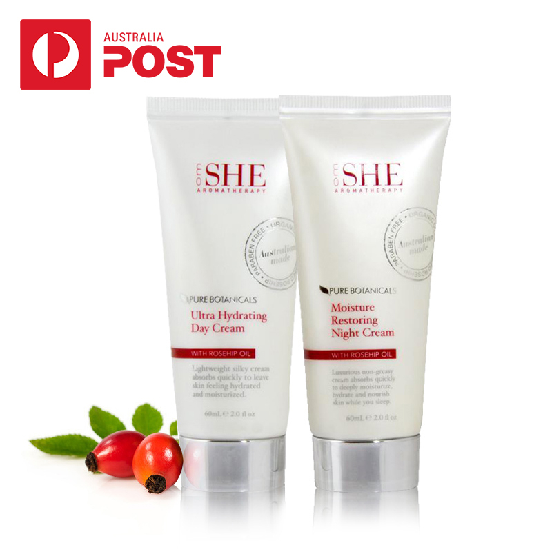 OM SHE超强补水莹润日霜60ml+保湿修复晚霜60ml套装 澳洲正品
