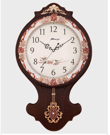 Duff European living room solid wood pendulum clock Creative art pastoral mute vintage decorative clock(special clearance)