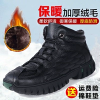 Giày cotton lạc đà nam mùa đông cộng với nhung dày ấm áp thể thao ngoài trời cotton da không thấm nước giản dị giày cao đế dày giày xtep