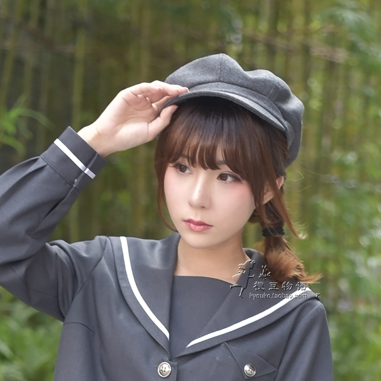 【现货】学院风贝雷帽毛呢帽 kyouko女生八角帽子红色灰色黑色