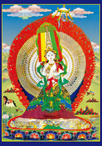 Decorative semi-handmade portrait of Tantra Buddha with large white umbrella cover 003 photo paper double-sided plastic sealing of Amitabha