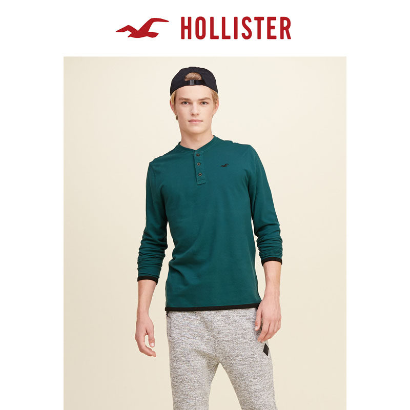 Hollister 标识图样滚边亨利式上衣 男 112722