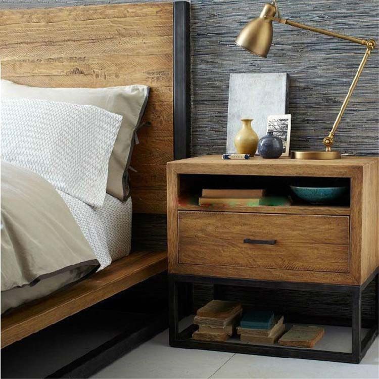 American Countryside Fields Garden Drawers Cabinet Iron Art Retro Solid Wood Cabinet Sofa Small Side Cabinet Corner Cabinet Simple Solid Wood Bed Head Cabinet