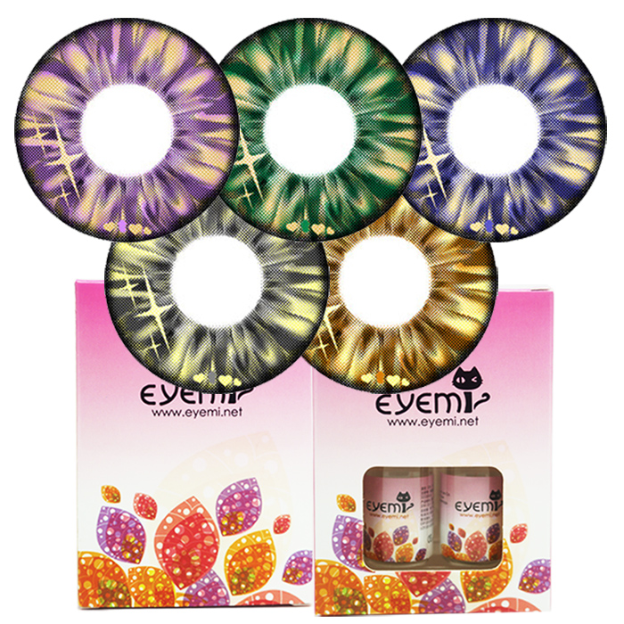 Eyemi爱咪星光果琪混血美瞳年抛蓝色彩色隐形近视眼镜1片 拍2包邮