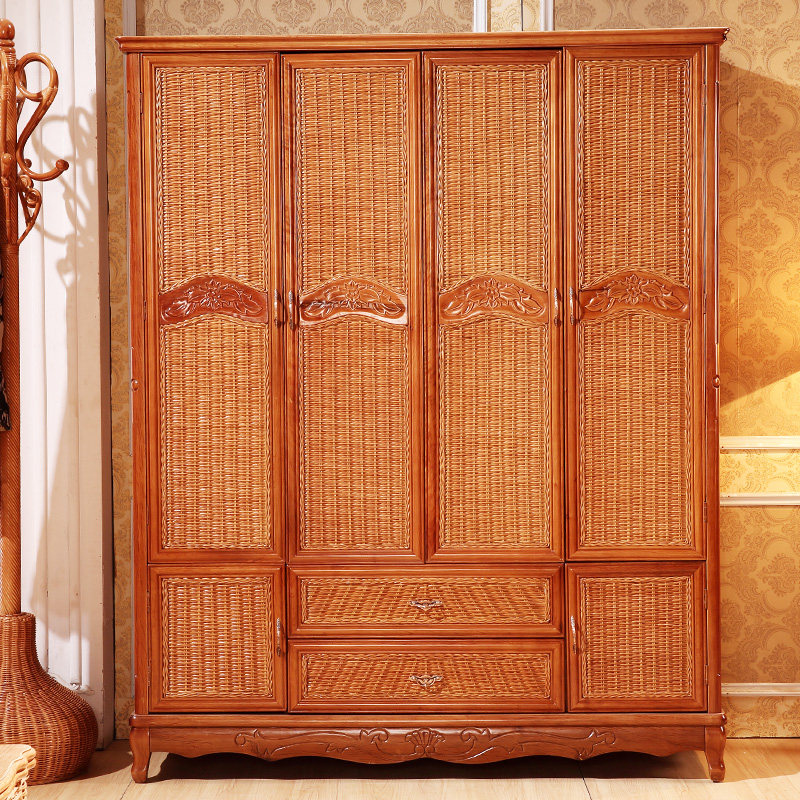 Rattan Furniture Real Rattan Wardrobe Rattan Four Door Wardrobe Sliding Door Wardrobe Two Door Rattan Wardrobe
