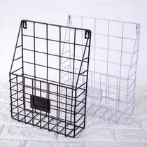 Creative wrought iron shelf grid sheet upper wall storage rack Wall-mounted punch-free wall-mounted debris storage storage bookshelf