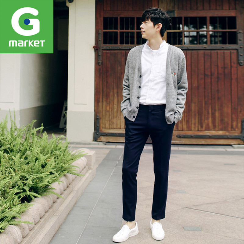 韩国新品 男装[JOGUNSHOP]潮韩版修身弹力长裤休闲裤黑色灰色