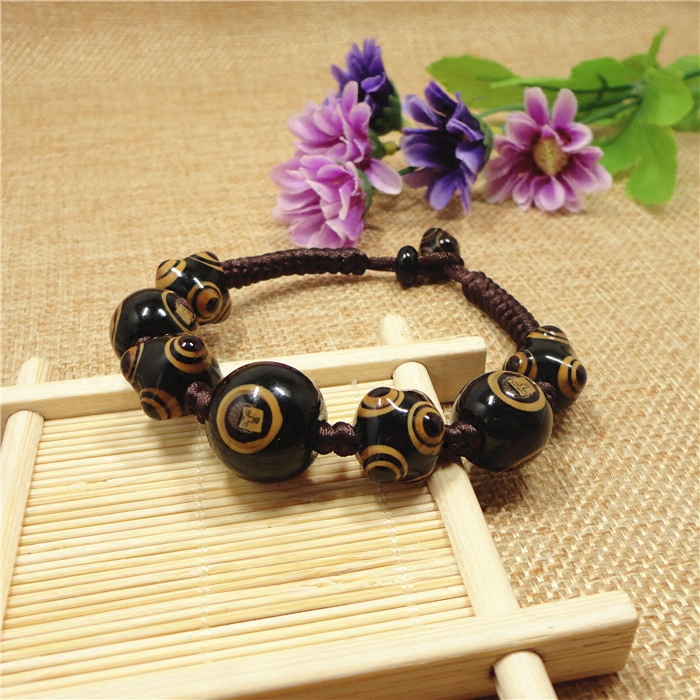 日式琉璃三面佛六眼天珠手链男女佛头珠本命年辟邪转运保平安礼物