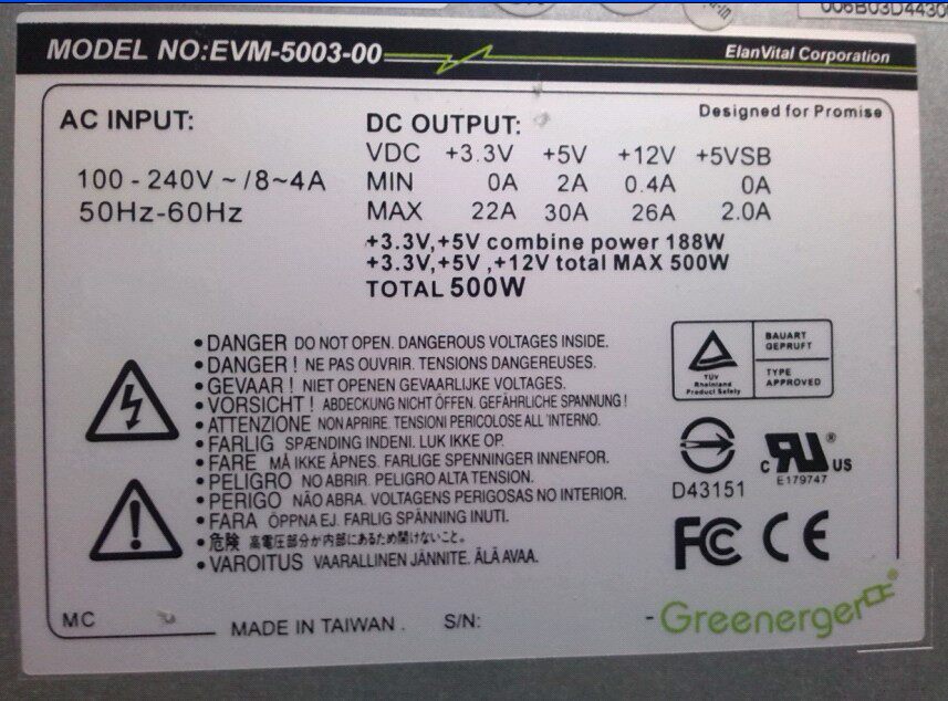 Original 9 9 into the new ElanVital ASUS EVM-5003-00 disk array power supply Shanghai stock