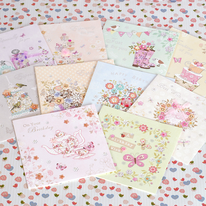 Ih and Noor ten Wind Cards Pale Pink Sparkling Blessings Kavan With Card Birthday Card WISH-1407