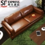 Bắc Âu cổ điển Nhật-phong cách tối giản sofa da hiện đại đơn phòng khách ba ban công cửa hàng sofa văn phòng đôi - Ghế sô pha ghế sofa lười