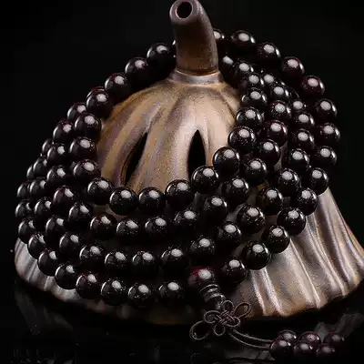 Indian package pulp old material small leaf red sandalwood Buddha beads bracelet high density 108 old material 8mm full gold Star men and women bracelet