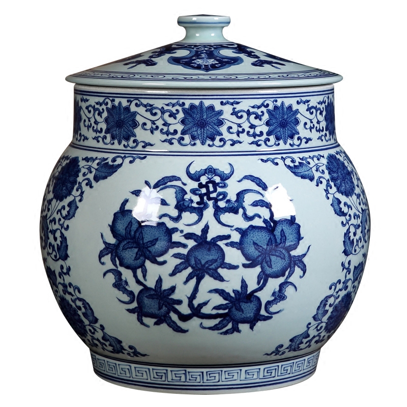 Jingdezhen ceramics hand - made five blessings puer tea cake storage jar tea canister decorative furnishing articles