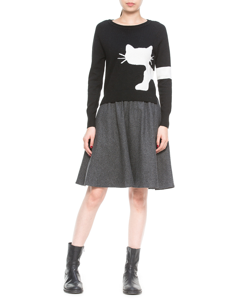 Nine West/玖熙 黑色卡通动物印花针织衫