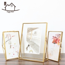 European metal glass photo frame copper geometric creative office ornaments high-end simple wedding specimen painting clip