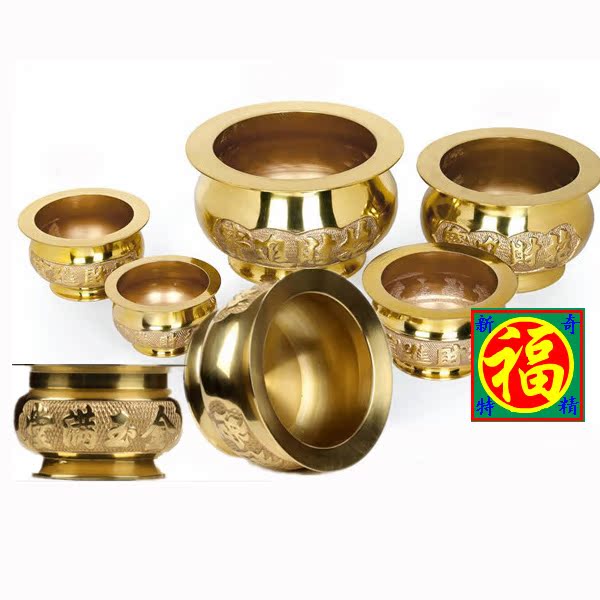 Fu Kee pure copper incense burner on one side to attract wealth and treasure on the other side Jinyu Mantang 5 inches to 12 inches can be selected