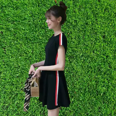 2020 summer new 150 little man dress college style high waist belly cover student casual a-line short skirt