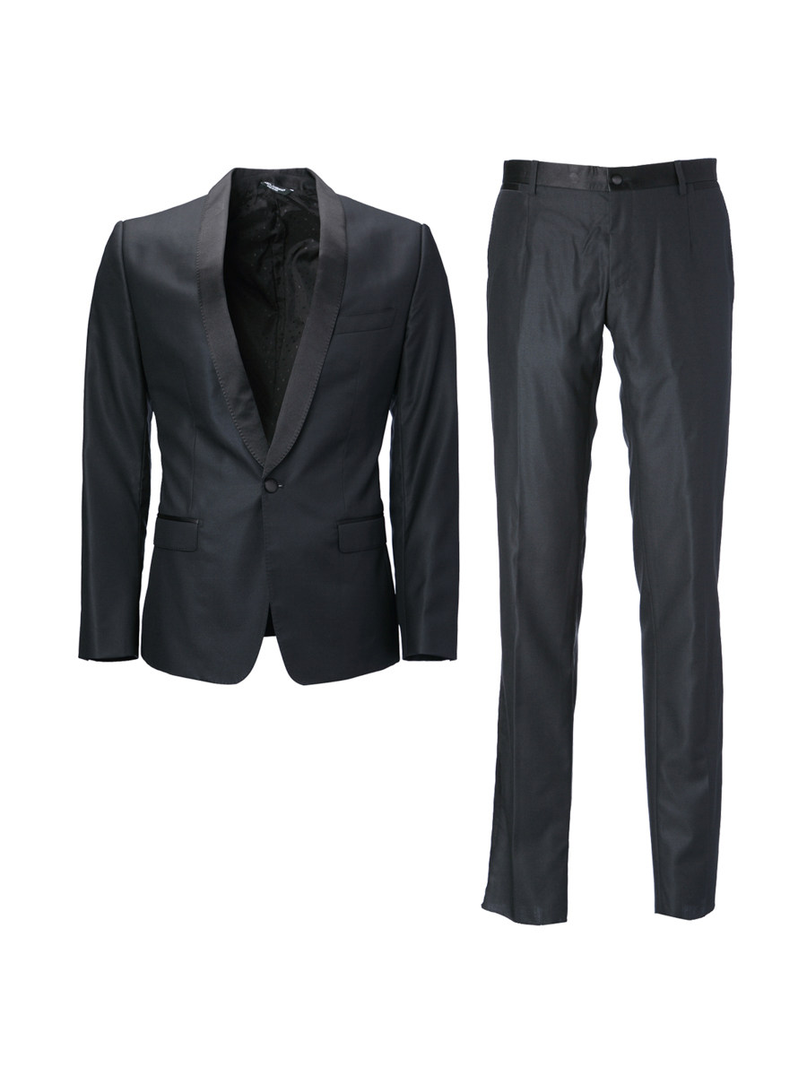 Dolce&Gabbana 黑色拼接青果领西服套装