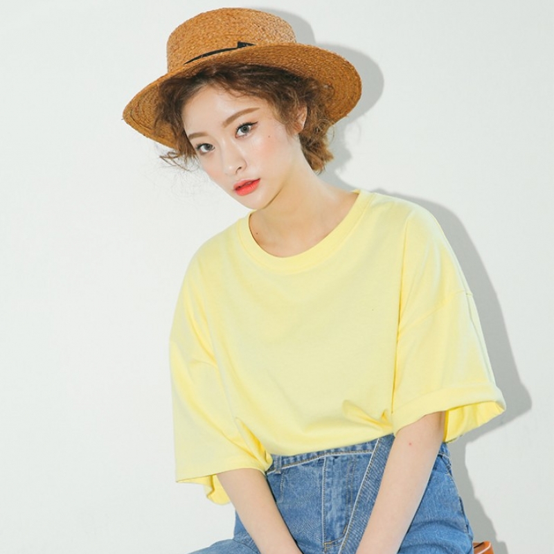 韩国stylenanda官方正品 高低开衩摆短袖T恤