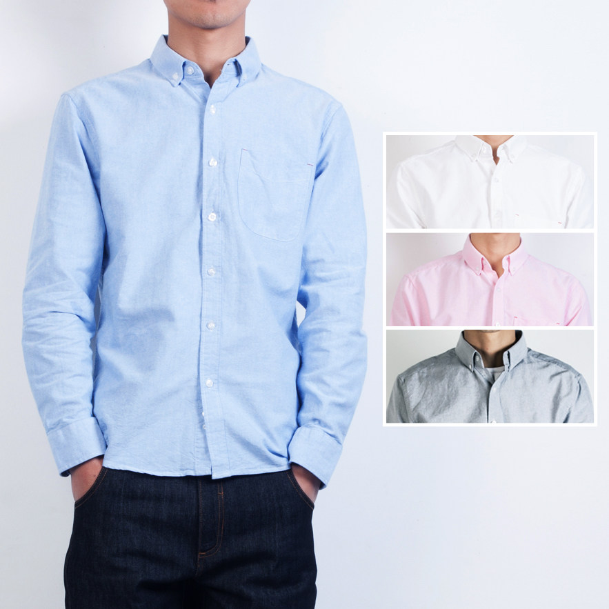 Foreign trade men's clothing factory cut standard tail goods Oxford spinning shirt men's long-sleeved pure cotton slim-fit Hong Kong style Japanese shirt jacket