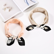Silk scarf womens wild spring and autumn small square scarf hair belt retro French dual use Korean small scarf fashion wild scarf