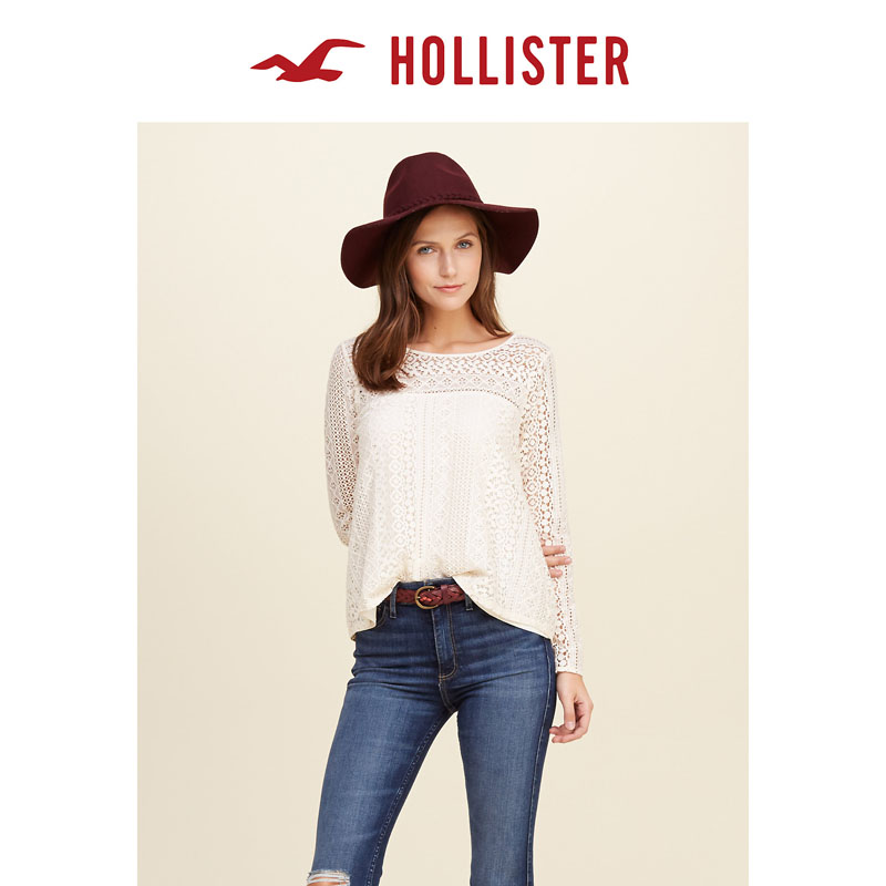 Hollister 2016春装新款休闲蕾丝上衣 女 112342