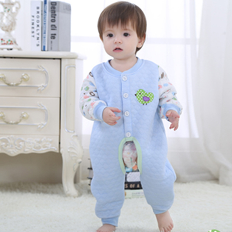 Baby spring and autumn winter clothes newborn hot clothes climbing clothes baby thick long sleeve open crotch jumpsuit cotton one-piece suit