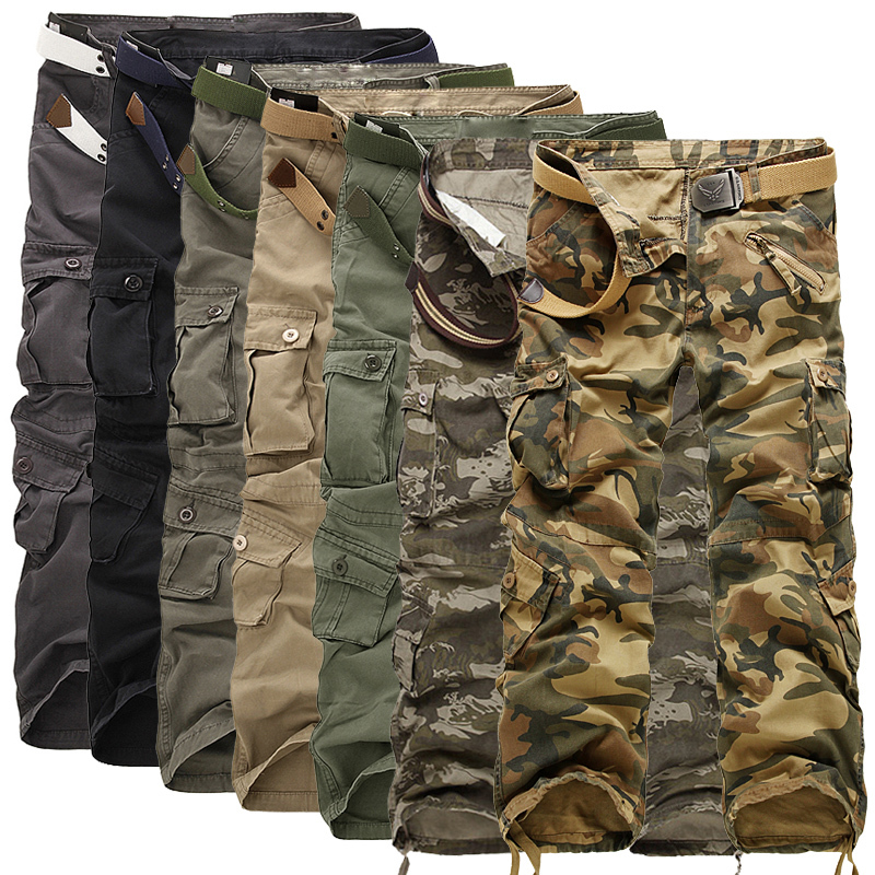 2019 Washed Overalls Men's Camouflage Large Size Multi-Pocket Casual Pants 022/P60
