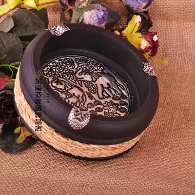 Thailand high-end solid wood ashtray large retro boyfriend creative gift home products personality fashion ashtray