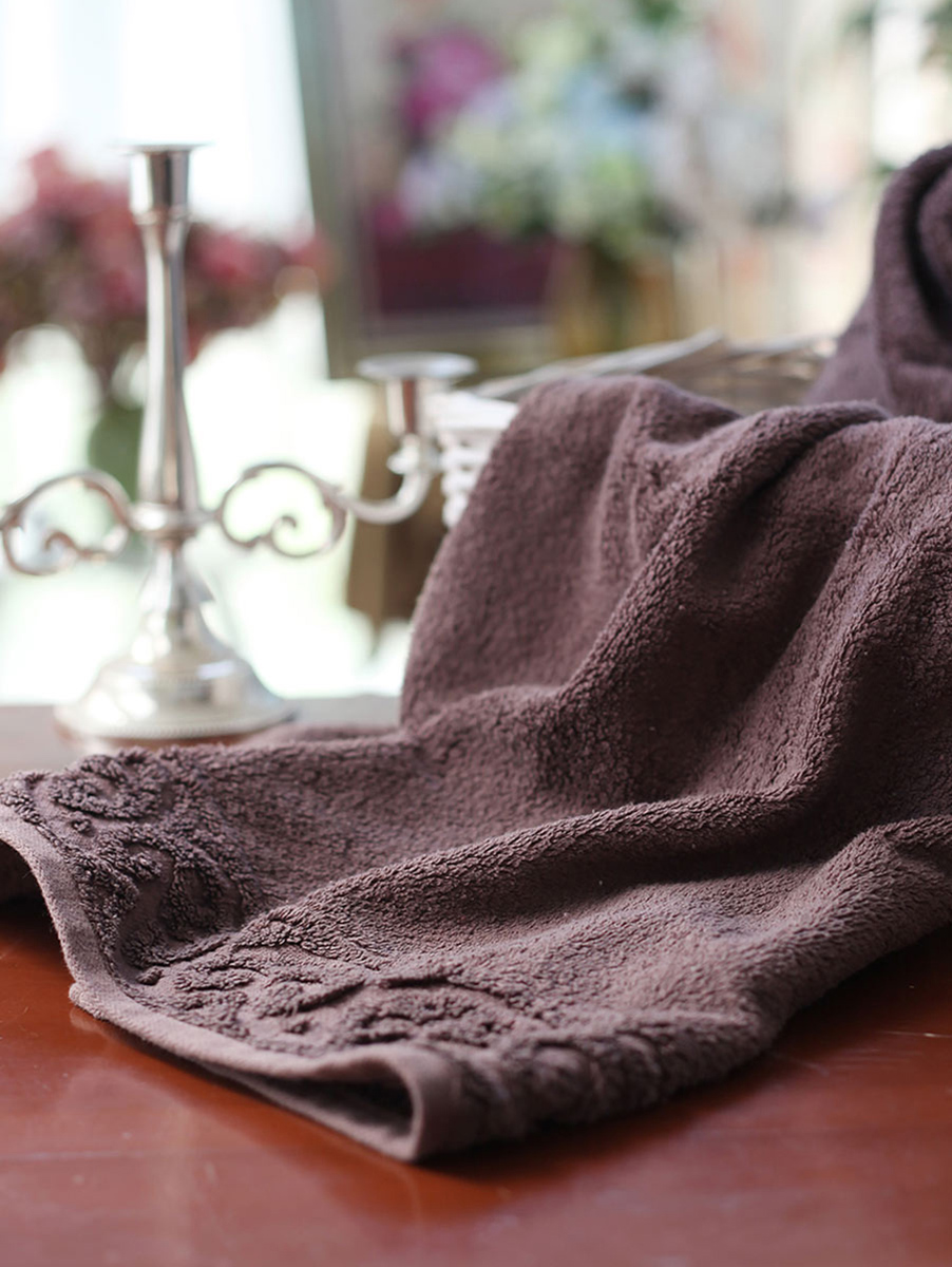 terry palmer|巧克力色割绒桃心澳洲棉浴巾