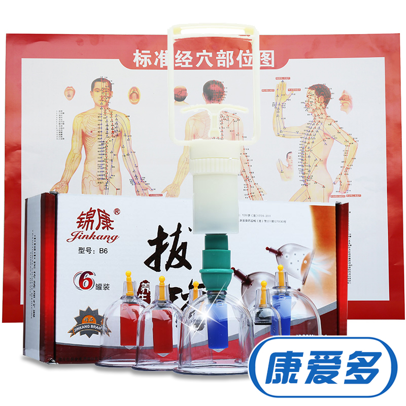 锦康 真空拔罐器 6罐 家用磁疗抽气式拔火罐拔气罐防爆加厚套装