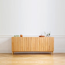 Solid Wood simple design unique fence style oak black walnut wood storage sideboard cupboard storage cabinet