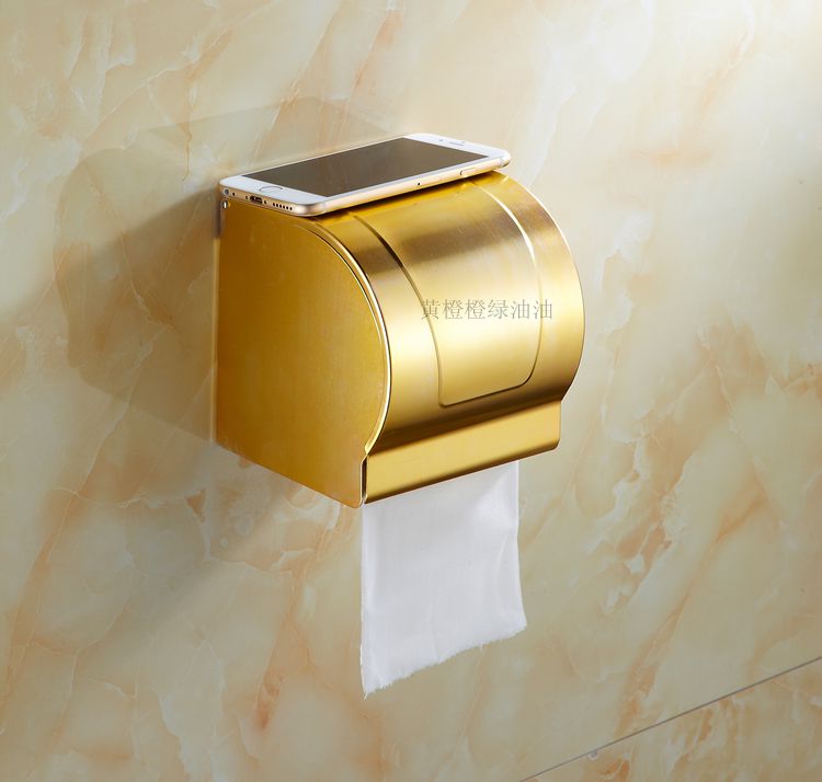 Native Gold Eurostyle Toilet Paper Box Rolls Toilet Paper Ware Space Aluminum Thickened Paper Towel Rack Bathroom Shelve Phone Rack